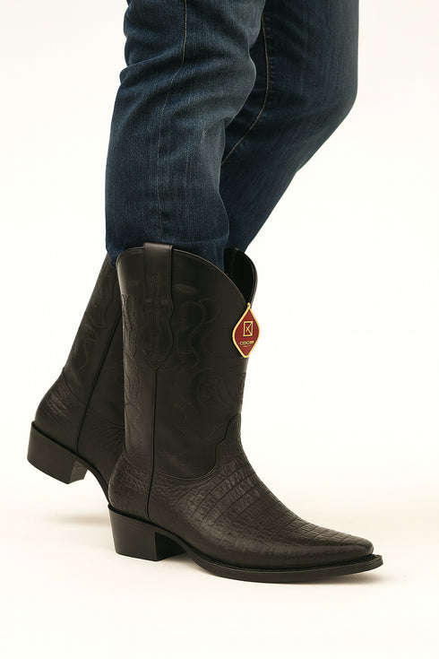 King Exotic Men's Caiman Belly Snip Toe Boots