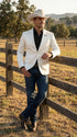 Men’s Shiny White Cowboy Blazer – Western Style Satin Finish Blazer for Party, Country Events and Evening Wear
