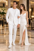 White Linen Suit For Summer - Collarless Blazer and Pants Collarless Lapel - No Lapel Casual!