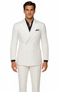 Linen Suit - Mens Summer Suits in White - Beach  Wedding 4 Button