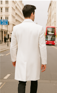 White mens cashmere overcoats full length Top Coat