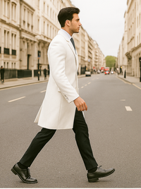 White mens cashmere overcoats full length Top Coat