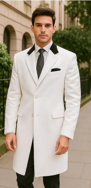White mens cashmere overcoats full length Top Coat