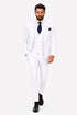 Men's White Statement Ticket Pocket Peak Lapel Wool Double Breasted Vest Suit with Gold Buttons – Modern Fit