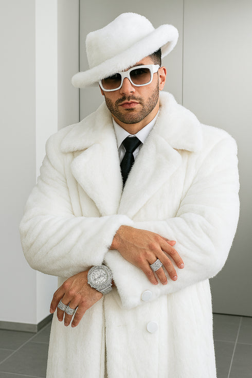 White Pimp Faux Fur Coat - White Pimp Coat