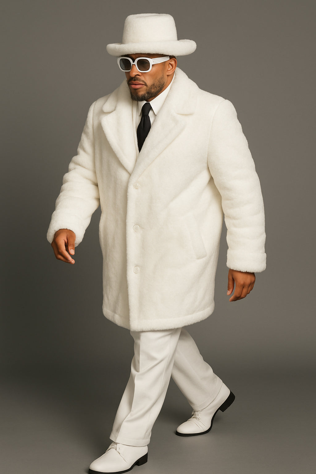 White Pimp Faux Fur Coat - White Pimp Coat – OvercoatUSA