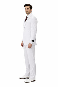 White Wedding Suit For Men - Perfect For Groom -Mens Classic Fit Vested Two Button Suit In White