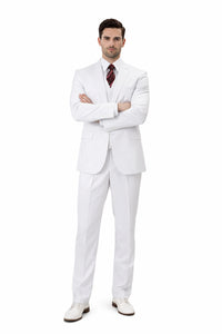 White Wedding Suit For Men - Perfect For Groom -Mens Classic Fit Vested Two Button Suit In White