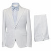 Mens Satin-Finish Pinstripe - Shiny Metallic Stripe Peak Lapel in Color White - Modern Fit By Rossiman