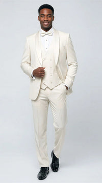 Ivory Modern Shawl Lapel Tuxedo Set – Wedding & Prom