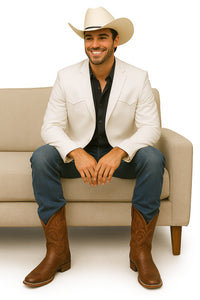 Western Blazer - Saco Para Hombre - Mens Double Button Western White Blazer