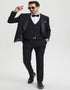 Black Tuxedo - Mens Wedding Suit Vested One Button - Black Prom Suit