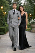 Suits With Baggy Pleated Pants - Wide Leg Pants 100% Wool - Classic Fit in Black and White Plaid Color by Rossiman