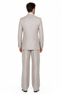 Suits With Baggy Pleated Pants - Wide Leg Pants 100% Wool - Classic Fit in  Light Brown Color by Rossiman
