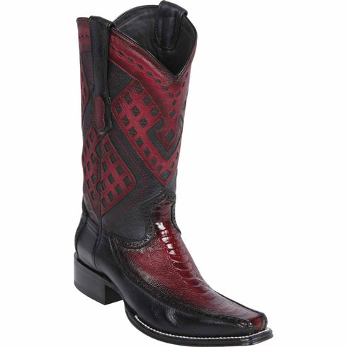 Wild West Boots Boots 6 Men's Wild West Ostrich Leg with Deer Skin Square Toe Boot 276F0543