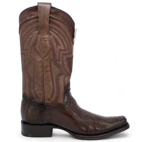 Men's Wild West Ostrich Leg Square Toe Boots 277L05