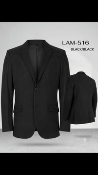 Men's Suede Cowboy Blazer Ultra Slim Fit LAM-516 in Color Black