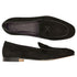 Zelli Hand-Stitched Sueded Goatskin Loafer with Crocodile Vamp in Black