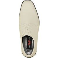 Bravo Mens Classic Plain Square Toe Shiny Patent Tuxedo Dress Shoe in Ivory