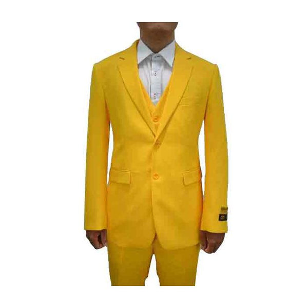 Alberto Nardoni Single Breasted Yellow Notch Lapel Suit