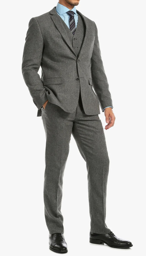 1920's Men's Clothing - Tweed Suit - Herringbone 1920s Mens Suit  - Vintage Grey Suit