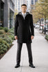 Hooded Dress Coat Wool Black ~ Charcoal Winter Coat Mens Topcoat