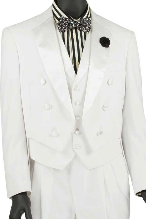 Mens Classic Vested Tail Tuxedo in White