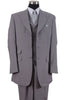 Mens 3 Button Vested Wide Peak Lapel Suit with Semi-Wide Pants in Grey