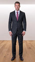 Statement Men's Modern Fit 2 Piece 100% Super 200 Wool Suit Peak Lapel in Black - image 8