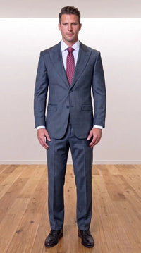 Statement Men's Modern Fit 2 Piece 100% Super 200 Wool Suit Peak Lapel in Charcoal - image 9