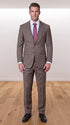 Statement Men's Modern Fit 2 Piece 100% Super 200 Wool Suit Peak Lapel in Taupe - image 1