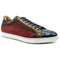Zelli Brezza Crocodile Embossed Calfskin Perforated Sneakers in Red