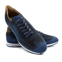Zelli Costa Suede and Crocodile Brogue Sneakers in Navy