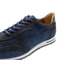 Zelli Costa Suede and Crocodile Brogue Sneakers in Navy