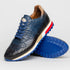 Zelli Rocco Hand-Burnished Crocodile Embossed Sneakers in Navy