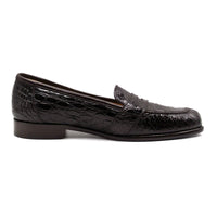 Zelli Tuscany Genuine Caiman Crocodile Penny Loafer in Nicotine