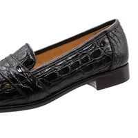Zelli Tuscany Genuine Caiman Crocodile Penny Loafer in Nicotine
