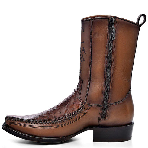 Honey Ostrich Zipper Boot