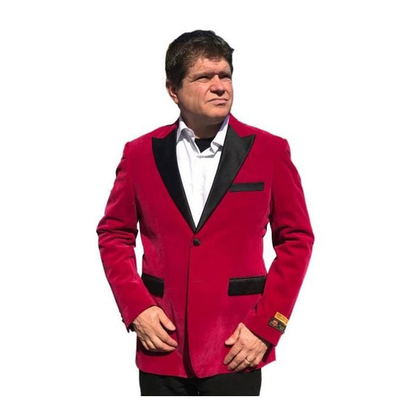 Mens Velvet Big and Tall Blazer Fuchsia