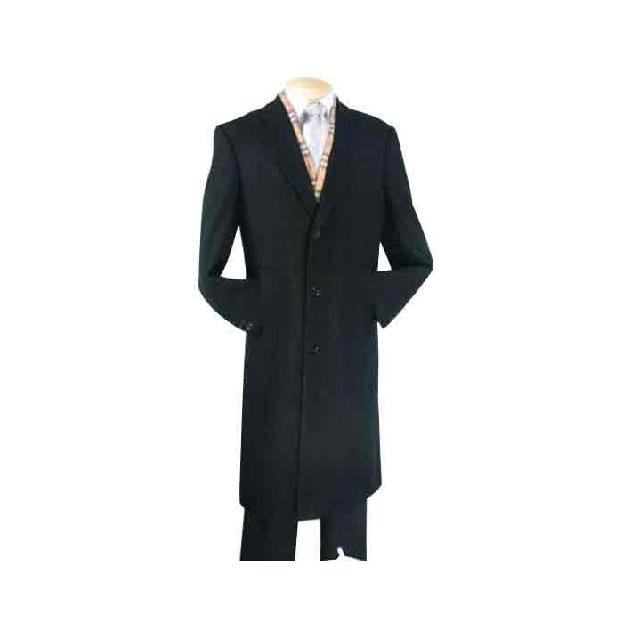 Men's Black Fully Lined Wool Blend Top Coat – OvercoatUSA