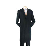 Men's Black Fully Lined Wool Blend Top Coat
