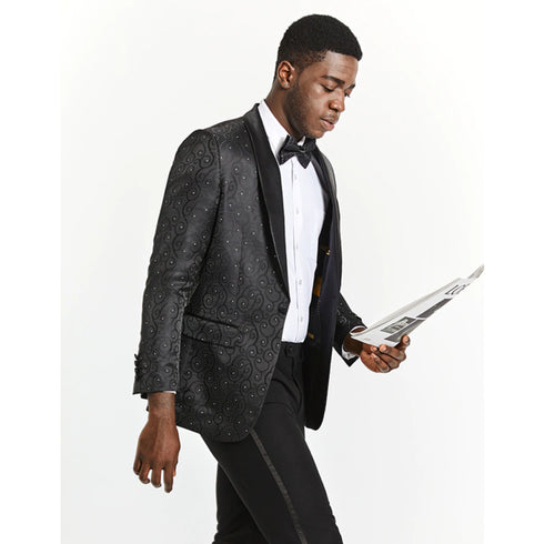 Mens Swirl and Diamond Black Tuxedo Blazer