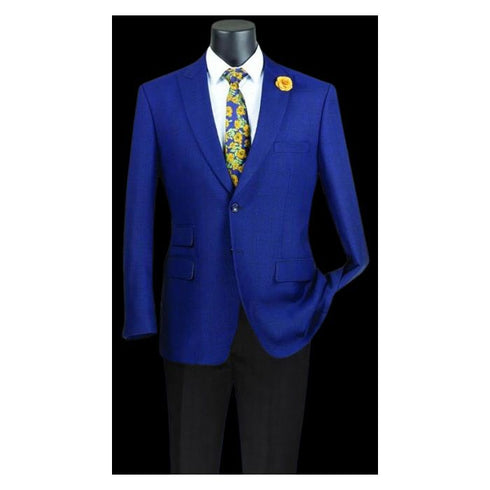 Blue Plaid Blazer - Mens Blue Windowpane Sportcoat