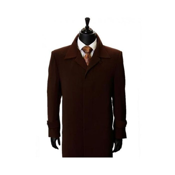 Maxi-Length Brown MicroFiber Fully-lined Hidden buttons Duster Coat