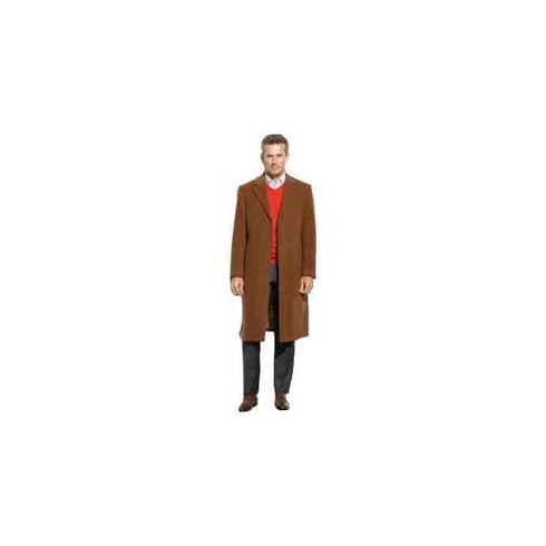 Mens Cashmere 48 Inch Long Overcoat & Dark Camel Vicuna Coat