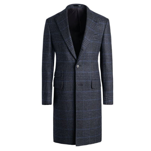 Charcoal Grey With Blue Plaid coat~Winter Fabric Topcoat