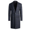 Charcoal Grey with Blue Plaid Overcoat- Windowpane Heavy Winter Fabric Topcoat Wool Fabric