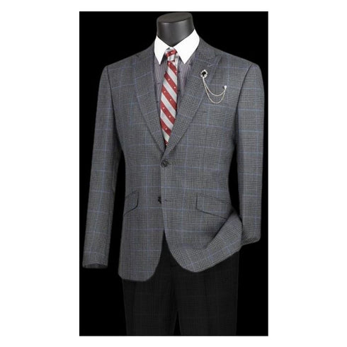 Charcoal Plaid Blazer - Mens Charcoal Windowpane Sportcoat