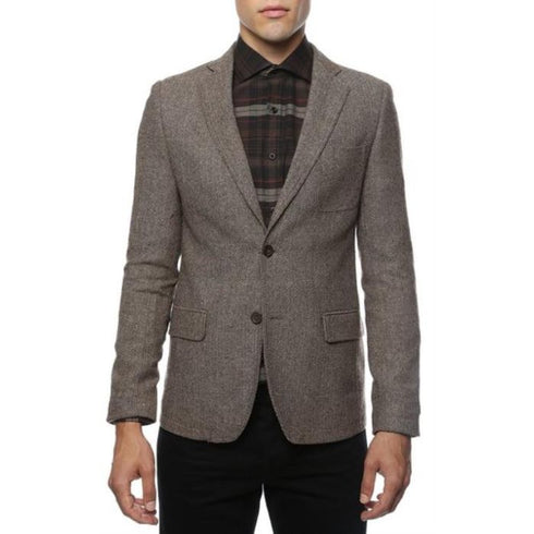 Mens Slim Fit Tweed Houndstooth checkered Patterned Blazer