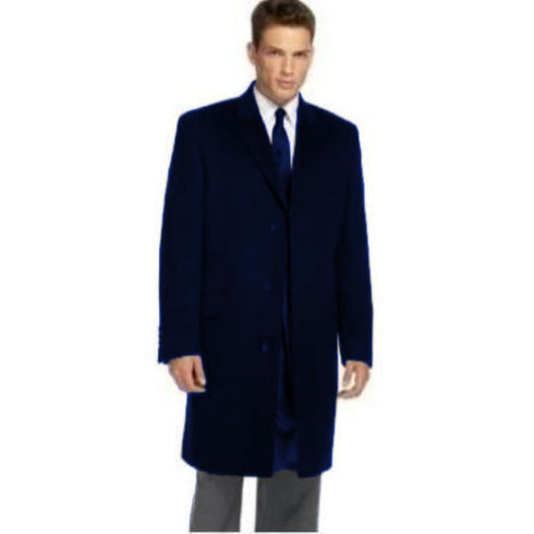 Mens Dark Navy Slim Fit Overcoat